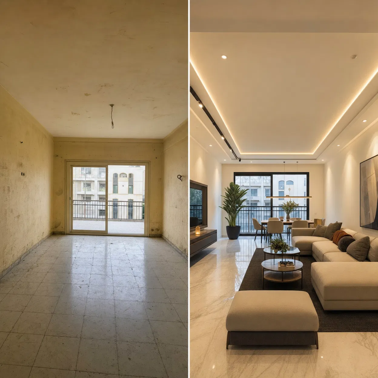 Antes e depois de reforma Medeiros Construções